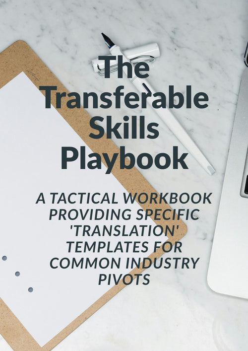 Laptop and printed resume side by side on a desk, representing the process of rewriting a career change resume using the Transferable Skills Playbook workbook